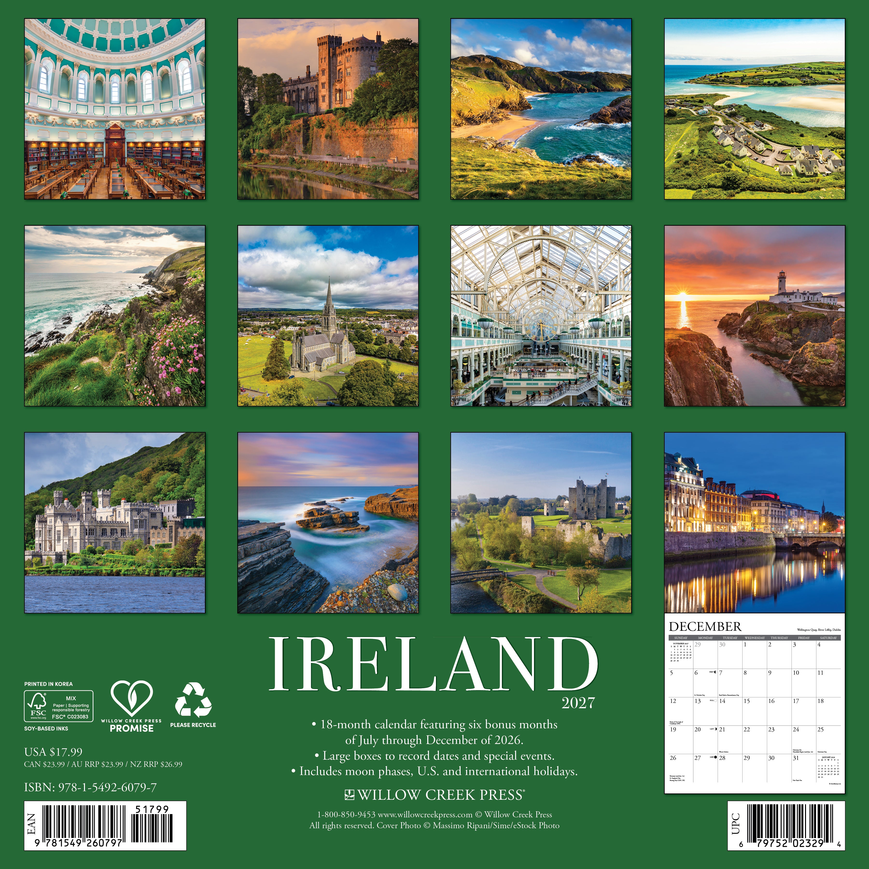 Willow Creek Press, Ireland 2027 Wall Calendar