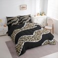 thumbnail image 3 of jejeloiu Leopard Print 7 Pieces Bedding Comforter Set,Waves Geometric Striped Full Bedding Set,Brown Black Fitted Sheet Flat Sheet For Girls Kids,Ultra Soft Home Decor Reversible, 3 of 8