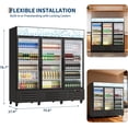 thumbnail image 2 of IdealHouse Commercial Refrigerator, Three Glass Door Display Beverage Fridge, 55 Cu ft Upright Beverage Cooler Merchandiser with Soft LED Light, Adjustable Shelves and Swivel Castors, Fast Cooling, 2 of 6