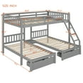 thumbnail image 4 of Solid Wood Triple Bunk Bed, Full Over 2 Twin Bunk Bed with 2 Drawers and Guardrails, 3-in-1 Convertible Bunk Beds for Family, Gray, 4 of 9