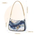 thumbnail image 3 of Ryvnso Blue Marble with Gold Womens Chain Shoulder Bag Tote Handbags Clutch Hobo Purse with Zipper for Travel, 3 of 7