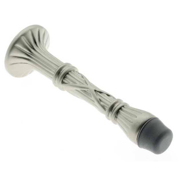 Idh by St. Simons 13097-015 Solid Brass Ribbon & Reed Arrow Base Door Stop, Satin Nickel - 4 in.
