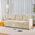 thumbnail image 2 of 72" Retractable 3-Seater Sectional Sofa, Extends to 2-Seater Sofa & Single Couch, Space-Saving Design for Small Spaces, Apartments, Offices & Living Rooms, Creamy White Corduroy Fabric, 2 of 9