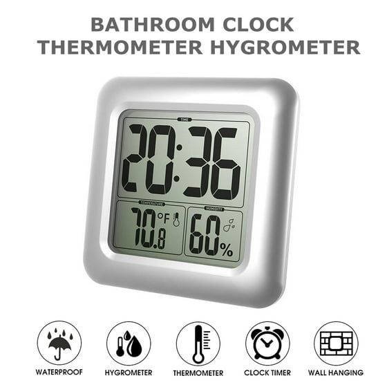 Bathroom Shower Timer Watch Large Digital Waterproof Suction Cups Bathroom Shower Timer Watch Large Digital Waterproof Suction Cups Wall Table Clock Thermometer Hygrometer With Vacuum Er Temperature Humidity Meter
