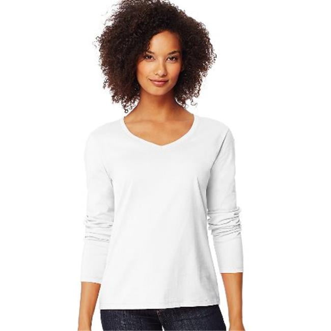 Hanes O9142 Womens Long-Sleeve V-Neck T 