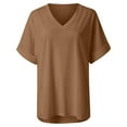 thumbnail image 5 of Brilliant Women Tops Women's Casual Comfort V-Neck Solid Loose Fit Short Sleeve T-Shirt Tops clearance clothes under $10.00, 5 of 7