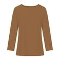 thumbnail image 4 of TKLPEHG Womens Tunic Tops Crew Neck Basic Tunic Tops Fall Tops Solid Color Casual Comfy Lightweight Loose Fashion Long Sleeve T Shirt Pullover (Brown,S), 4 of 7