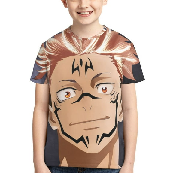 Anime Jujutsu Kaisen Teen T Shirts Unisex Crewneck Short Sleeve T-Shirt Tees Top For Boys Girls Youth Kids X-Small