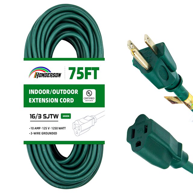 Cable de extensión para exteriores HONDERSON 75 pies 16/3 SJTW verde