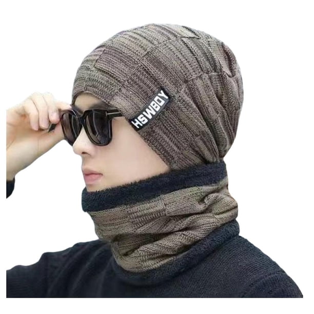 Ruifaya Gorro de invierno para hombre y mujer, jersey, gorro, bufanda, traje, además de forro polar de terciopelo >✨