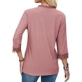 thumbnail image 5 of Hibeli Womens Crochet V Neck 3/4 Sleeve Solid Color Blouse, 5 of 7