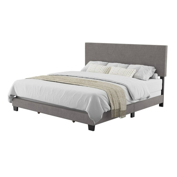CorLiving Celeste Modern Upholstered Adult King Bed Frame with Headboard, Box Spring Required