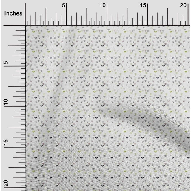 oneOone Georgette Viscose White Fabric Animal Face Cartoon Sewing Craft Projects Fabric Prints By Yard 42 Inch Wide