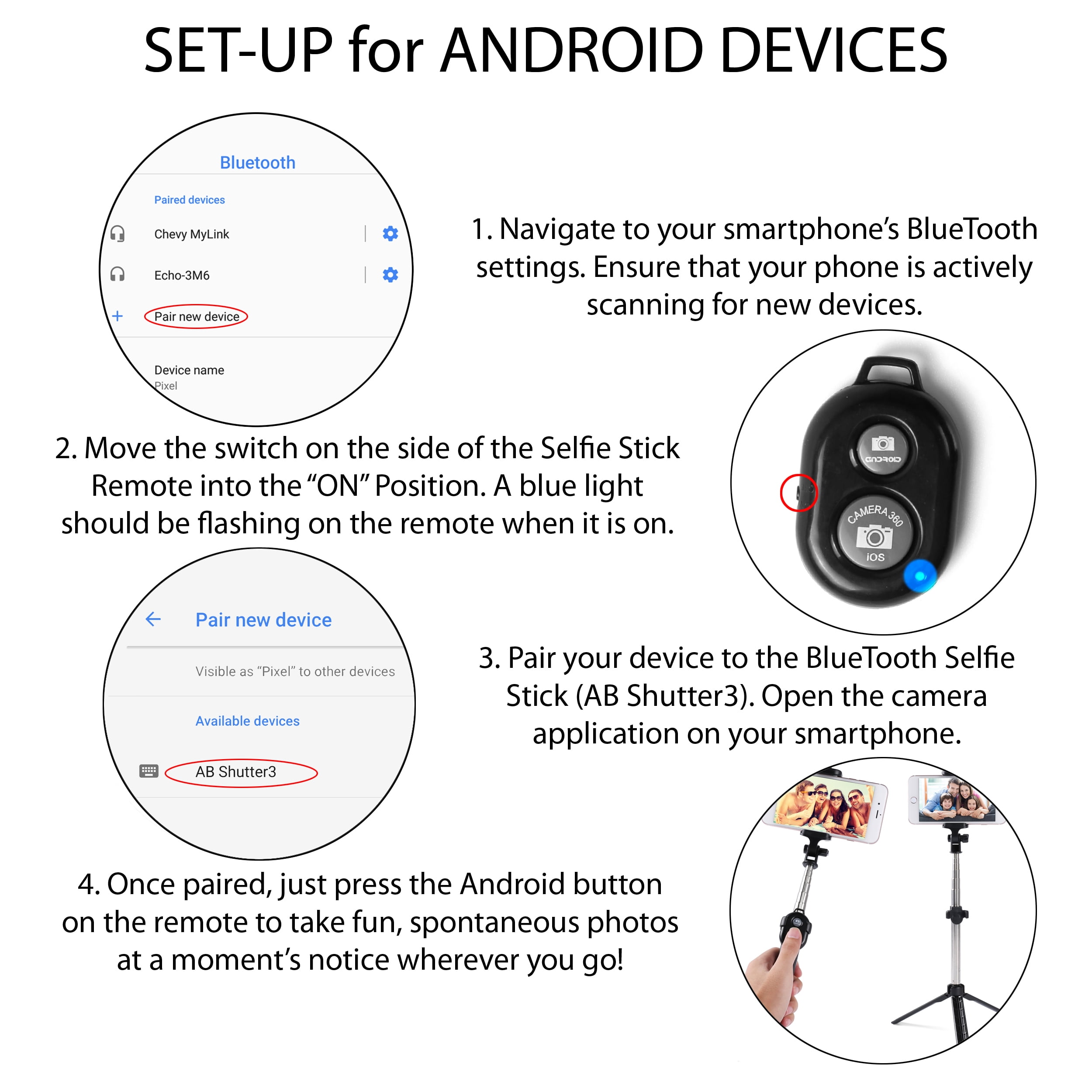 Travel Friendly Portable Wireless Remote Control Selfie Stick And Mini Tripod for Smart Phones