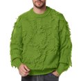 thumbnail image 1 of Kalauyu Distressed Crewneck Sweater Vintage Cable Knit Long Sleeve Men's Crewneck Pullover, 1 of 8