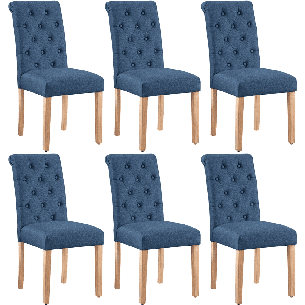 Alden Design 6 PCS Padded Parsons Fabric Upholstered Dining Chairs, Blue