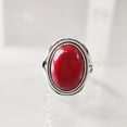 thumbnail image 2 of Natural Red Coral Ring, Woman's Coral Ring, Coral April Birthstone, Designer Band, 925 Sterling Silver, Womens Ring, Christmas, Thanksgiving, Handmade, Statement Jewelry, Natural Gemstone Ring, 2 of 6