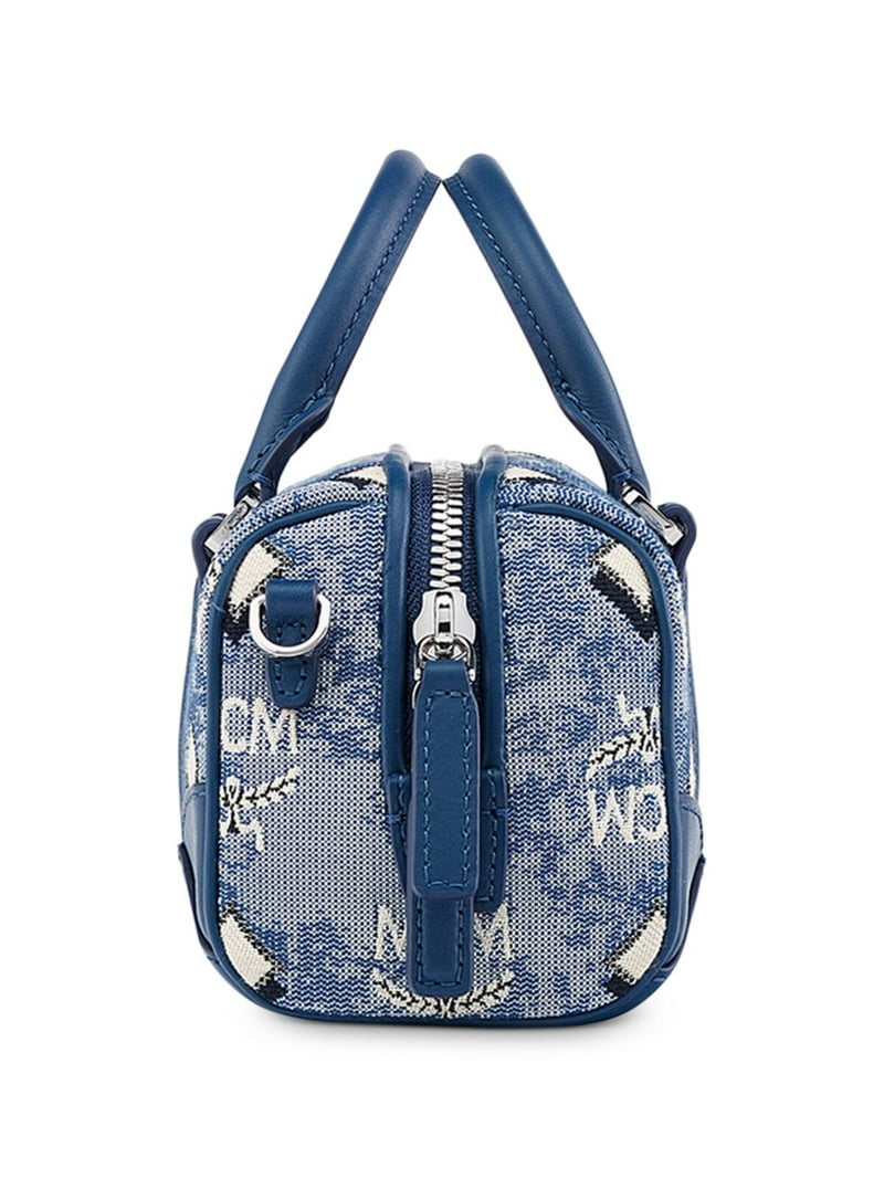 MCM Designer Women's Blue Crossbody Handbag with Double Handle and