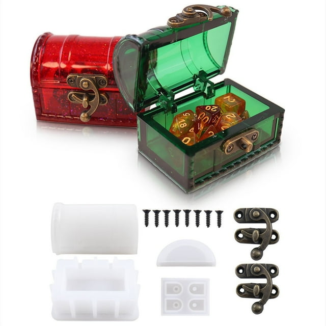 DPTALR Jewelry Storage Box Dice Storage Box DIY Mould Crystal Silicone Mirror Silicone Resin Mould With Lock And Screw DIY Personalized