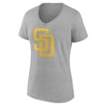 thumbnail image 2 of Women's Gray San Diego Padres Official Logo V-Neck T-Shirt, 2 of 3