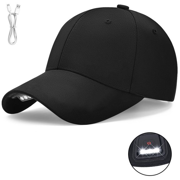 ASTRAEA LED Baseball Cap, Flashlight Baseball Hat with Light Built in, Rechargeable Headlamp Hats for Fishing Jogging Camping Night Work, Black