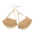 thumbnail image 1 of Bohemian Handmade Fan Shape Fringe Tassel Dangle Drop Statement Earrings for Women, 1 of 1