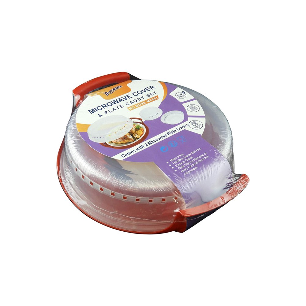 Set of 2 Microwave Plate Covers with Adjustable Steam Vents and Plate