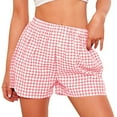 thumbnail image 2 of Pink Women's Shorts, Women'S Shorts Cute Soft Elastic Waist Plaid Print Front Pajama Bottoms Shorts Sleepwear,Women's Shorts S, 2 of 8