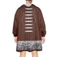 thumbnail image 2 of Brown Silver Football Pattern Wearable Oversized Blanket,Wearable Blanket Hoodie for Adults,Cozy Hooded Blankets with Super Pockets,Super Warm Fuzzy Pullover for Women & Men, 2 of 6