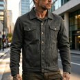 thumbnail image 6 of MXALUOB Men's Fall Jacket Point Collar Stylish Trucker Jackets with Flap Pockets Button Front Casual Workwear Regular Fit Outerwear, 6 of 6