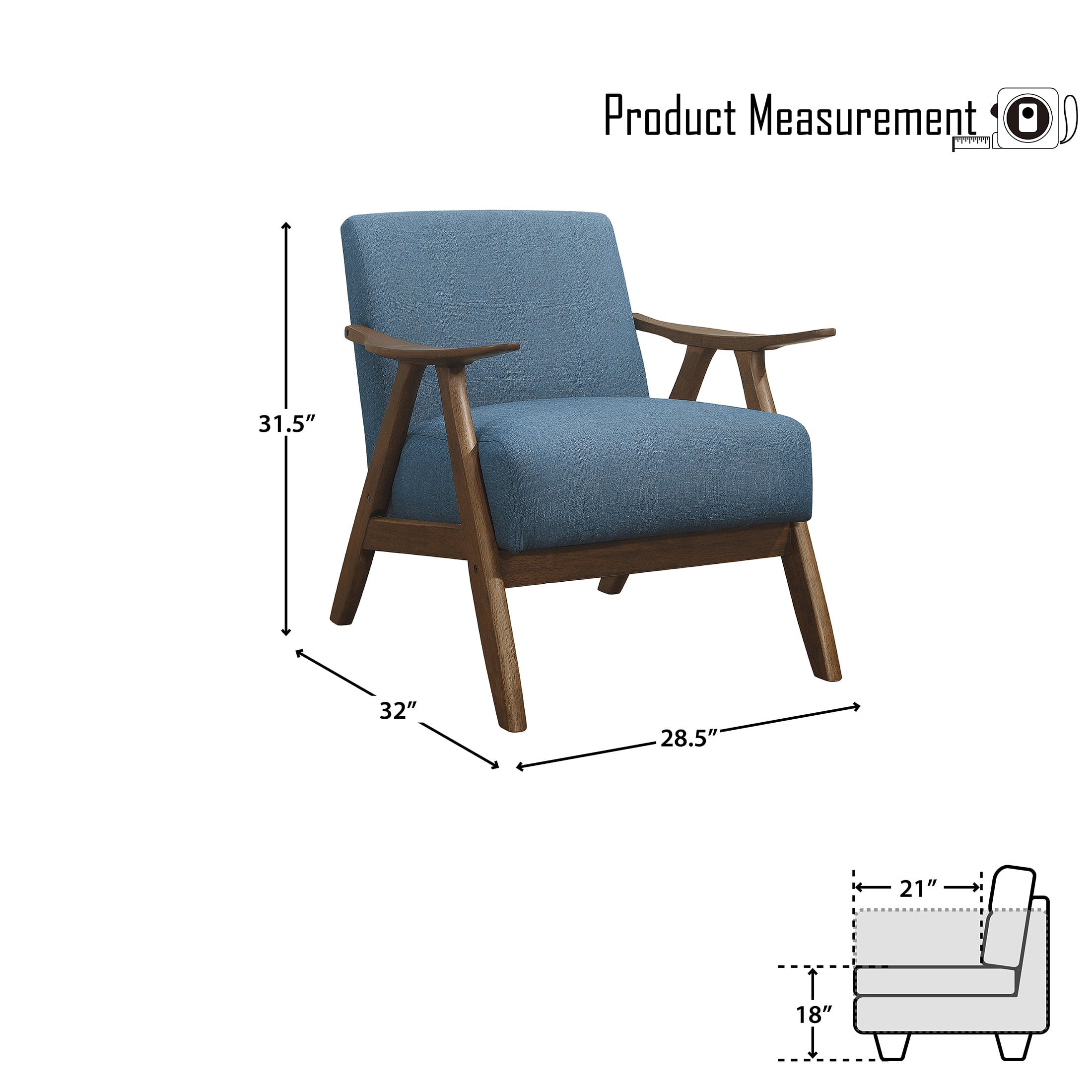 OakvillePark Ecola Fabric Accent Chair, Blue