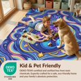 thumbnail image 4 of Design&I 6'x9' Washable Area Rug Purple Kawaii Ocean Wave Border Mermaid Starfish Motif Balanced for Living Room, Family Indoor, Oversized Skid-Resistant, 4 of 7