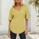 thumbnail image 1 of mfyjkho Tops Elegantes Para Mujer, Camiseta/Camiseta Informal De Manga Corta Con Cuello En V Y Cordón Con Bolsillo Y Color Liso Para Mujer Tops Para Hacer Ejercicio M, 1 of 6