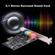 thumbnail image 2 of Tarjeta de expansión PCI-E Express de Meterk, sonido 5.1, 5 puertos, sonido envolvente estéreo para escritorio, color negro, 2 of 7