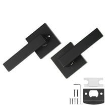 KFFKFF Door Lever in Matte Black, Single Pack, Ambidextrous Non-Locking Handle, 45° Twist to Unlock, Versatile Square Design for Interior Use in Corridors, Storage Areas, Conference Rooms