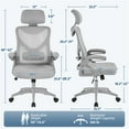 thumbnail image 3 of Yaheetech Adjustable High Back Mesh Office Chair with 90° Flip-up Armrest, Full Gray, 3 of 7