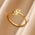 thumbnail image 4 of Initial Letter Rings For Women Gold Color Stainless Steel A-Z Letter Adjustable Ring Aesthetic Wedding Fashion Jewelry Gift BFF, 4 of 5