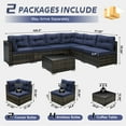 thumbnail image 4 of Patio Outdoor Furniture Sets, 7 Pieces All-Weather Rattan Sectional Sofa with Tea Table & Cushions, PE Rattan Wicker Sofa Couch Conversation Set for Garden Backyard Poolside, 4 of 9