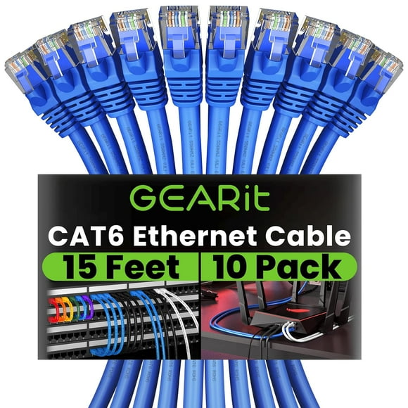 UTAH-Cat 6 Ethernet Cable 15 ft (10-Pack) - Cat6 Patch Cable, Cat 6 Patch Cable, Cat6 Cable, Cat 6 Cable, Cat6 Ethernet Cable, Network Cable, Internet Cable - Blue 15 Feet