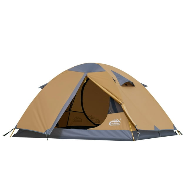 Carpa de Mochilero Camppal para 2 Personas, Impermeable y Cortaviento, Color Caqui
