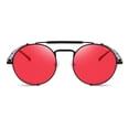 thumbnail image 2 of Gafas de Sol RONSOU Estilo Steampunk Redondas Vintage UV400 negro y rojo, 2 of 6