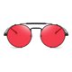 thumbnail image 2 of Gafas de Sol RONSOU Estilo Steampunk Redondas Vintage UV400 negro y rojo, 2 of 6