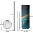 thumbnail image 5 of 20oz Teal Gold Wave Marble Pattern Skinny Tumblers Stainless Steel Tumbler with Lid and Straw,Vacuum Insulated Double Wall Travel Tumbler Cups with Cleaning Brush for Coffee,Tea, 5 of 6