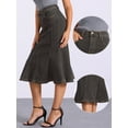 thumbnail image 2 of DARING DIVA Women's High Waisted A-Line Flared Midi Denim Skirt XL Dark Grey, 2 of 6