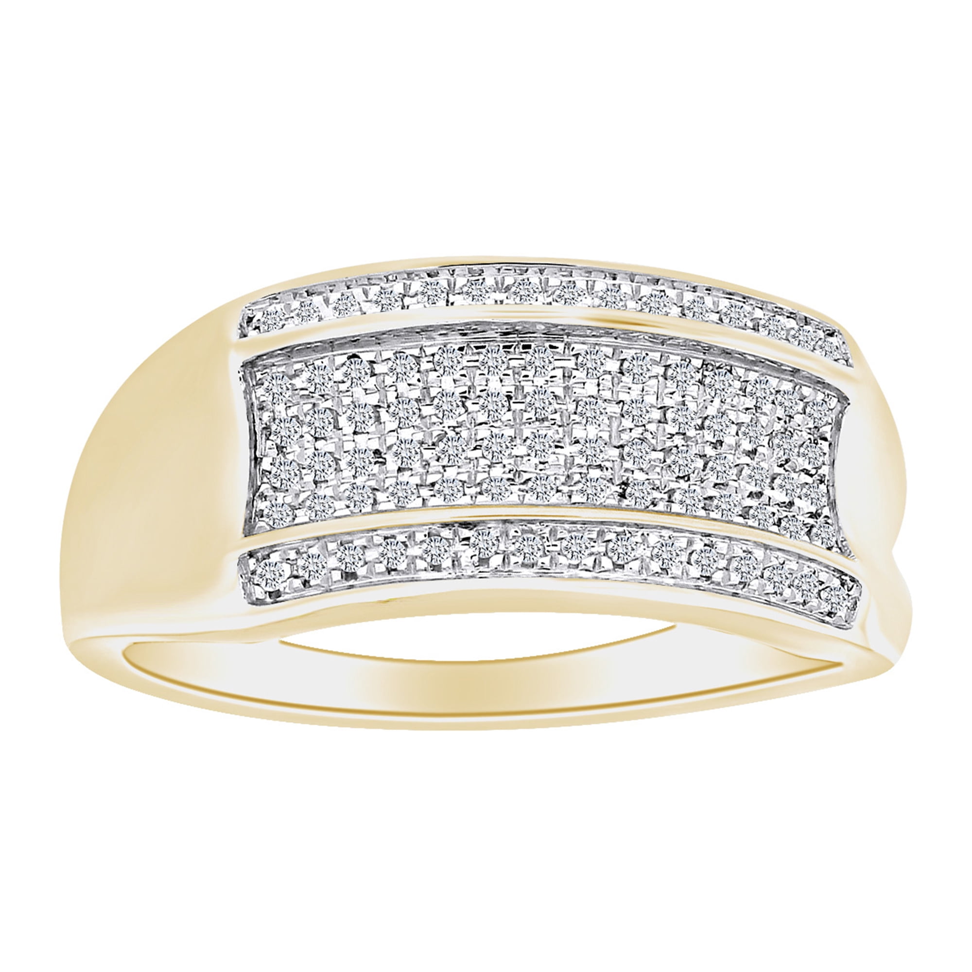 Men's Diamond Engagement Ring | 1/3 Carat (0.33cttw) Round Yellow & White Diamonds, 10k Solid Gold, Size 11