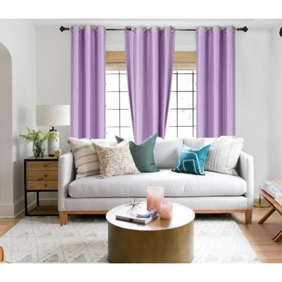 Gorgeous Home Linen Adam 100% Blackout Window Drapes 84 inch Bronze Grommet Top Curtain Panels for Living Room & Bedroom, 2-Pack (Lilac Violet)