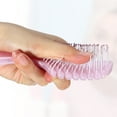 thumbnail image 4 of 1 Pc Women Leaf Style Hollow Comb Hair Brush for Straight Curly Hair Purple PP, 4 of 6