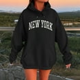 thumbnail image 4 of New York Hoodies for Women 2025 Fall Winter Long Sleeve Hooded Sweatshirt with Pockets Pullover Tops Streetwear, 4 of 5