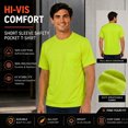 thumbnail image 4 of Gildan High Visibility Short Sleeve Pocket Safety Work T-Shirt For Men, (Safety-Green 2 Pack, L), 4 of 9