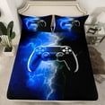 thumbnail image 2 of Erosebridal Gradient Gamer Bed Sheets Set Queen Size,Abstract Lightning Bedding Sets Queen Size,Geometric Hexagon Bed Sheets Queen,Breathable Gamepads Room Decorative,4-Piece, 2 of 7